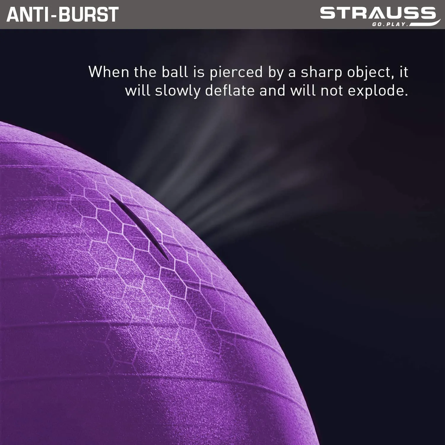 STRAUSS Rubber Anti-Burst Gym Ball, Peanut Shape, 95X45 cm, (Purple)