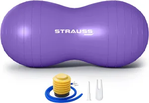 STRAUSS Rubber Anti-Burst Gym Ball, Peanut Shape, 95X45 cm, (Purple)