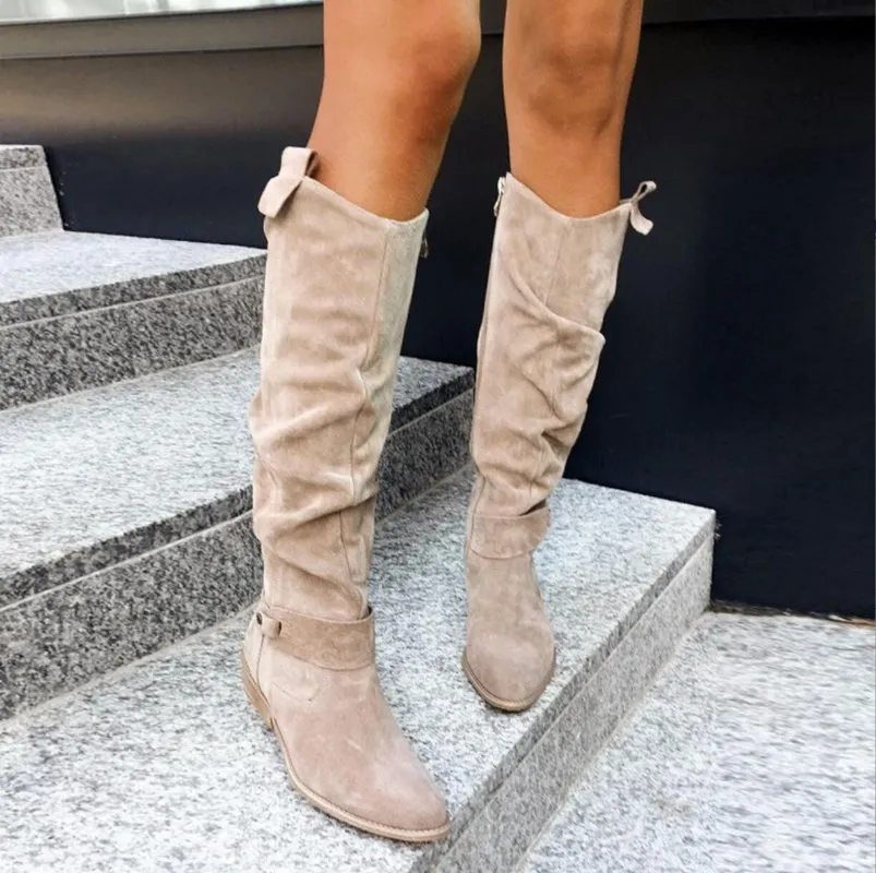 Suede Knee-High Boots