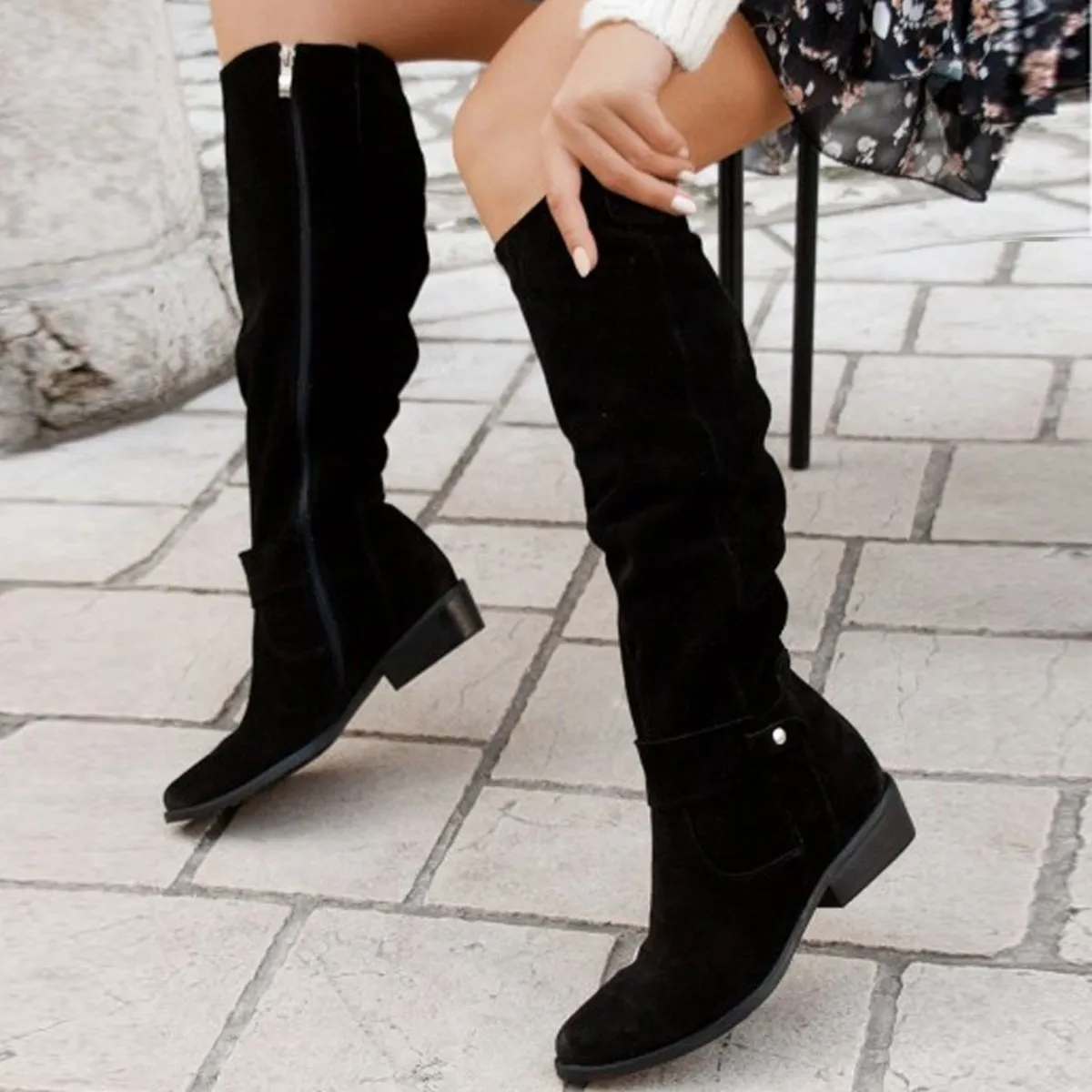 Suede Knee-High Boots