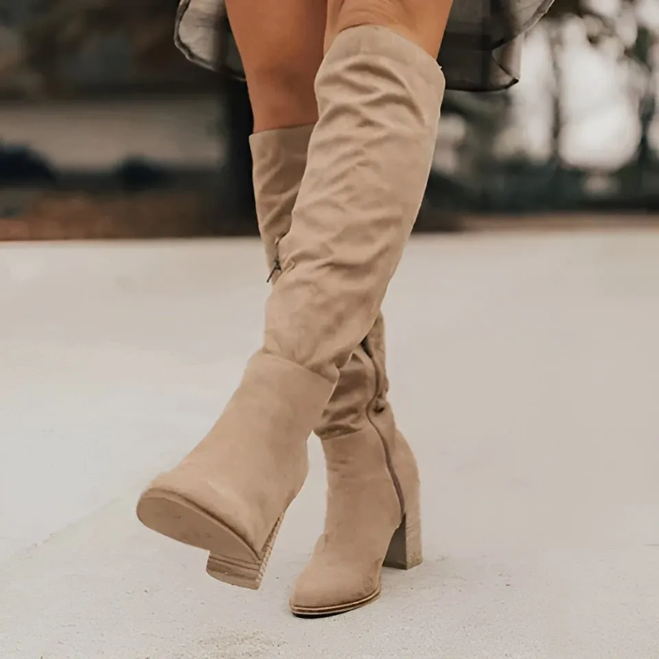 Suede Knee-High Boots