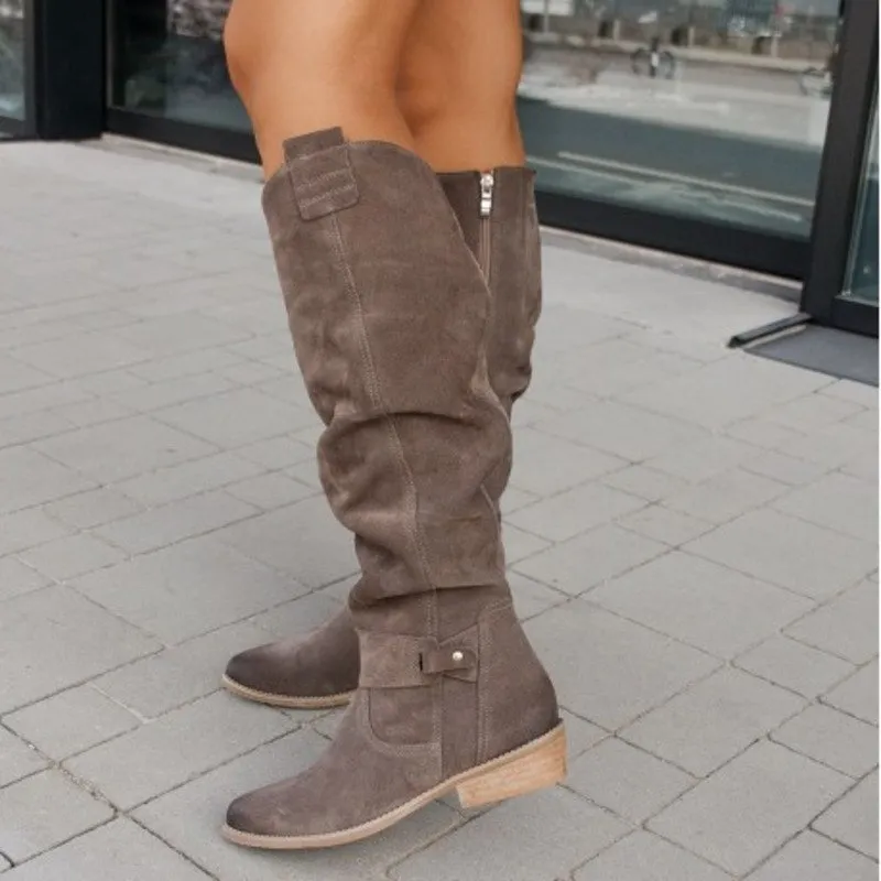 Suede Knee-High Boots