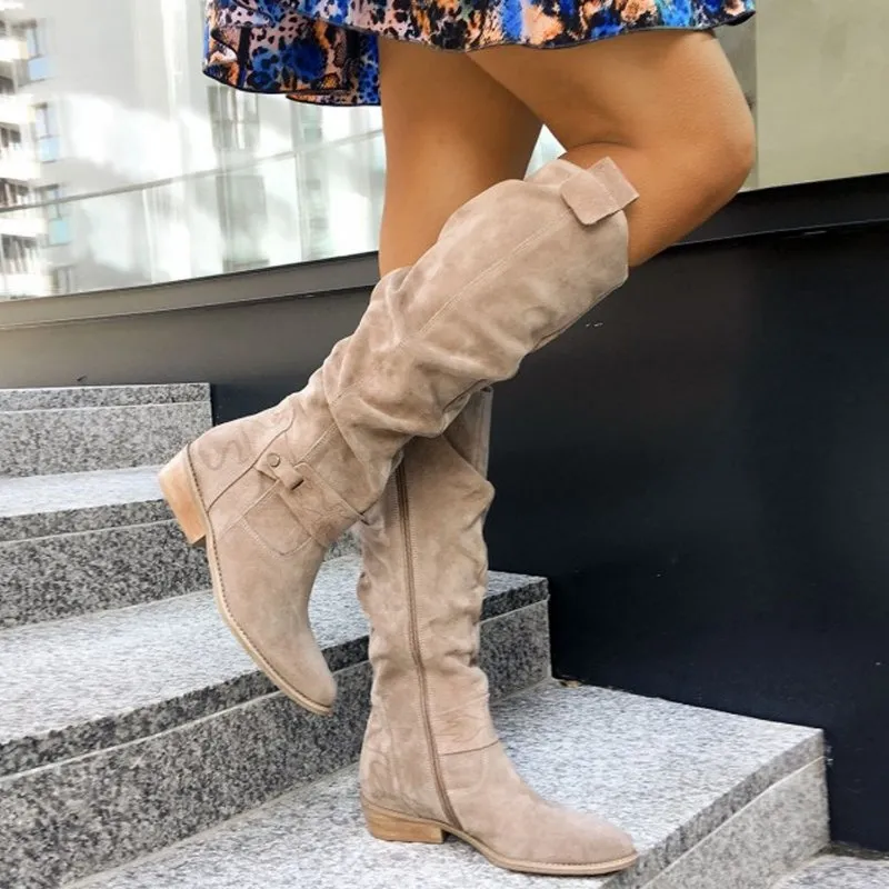 Suede Knee-High Boots