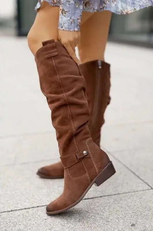 Suede Knee-High Boots