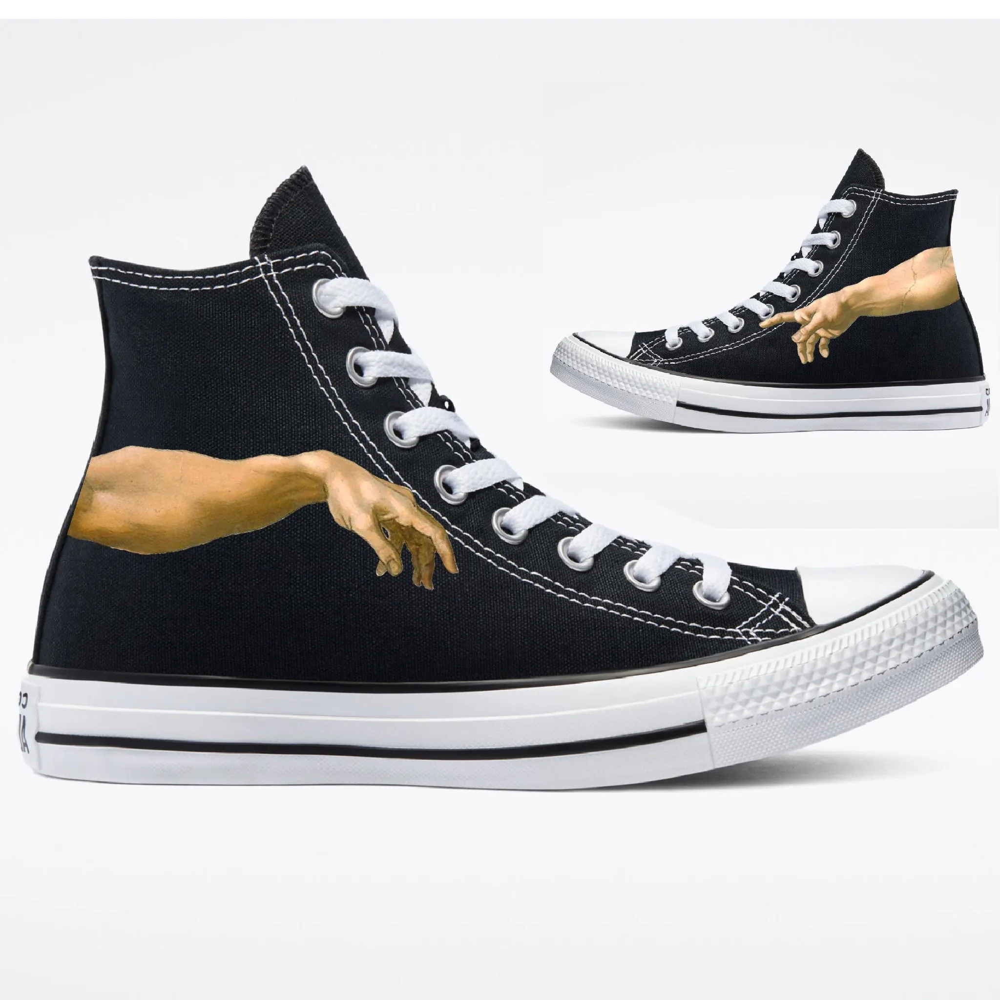 The Creation of Adam Customized Sneakers - Vintage Painting Style Converse Chuck Taylor Shoes