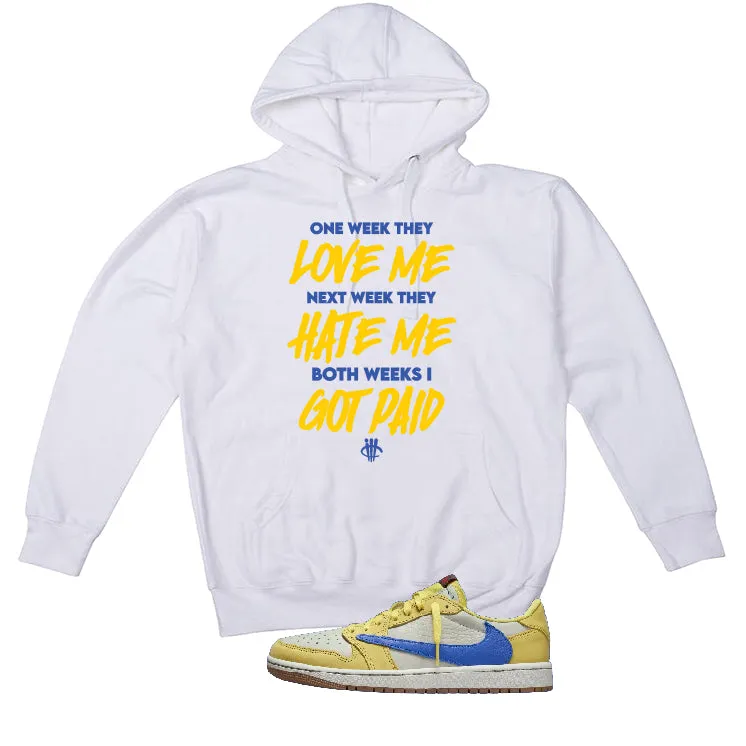 Travis Scott x Air Jordan 1 Low OG “Canary” | illcurrency White T-Shirt (Paid)