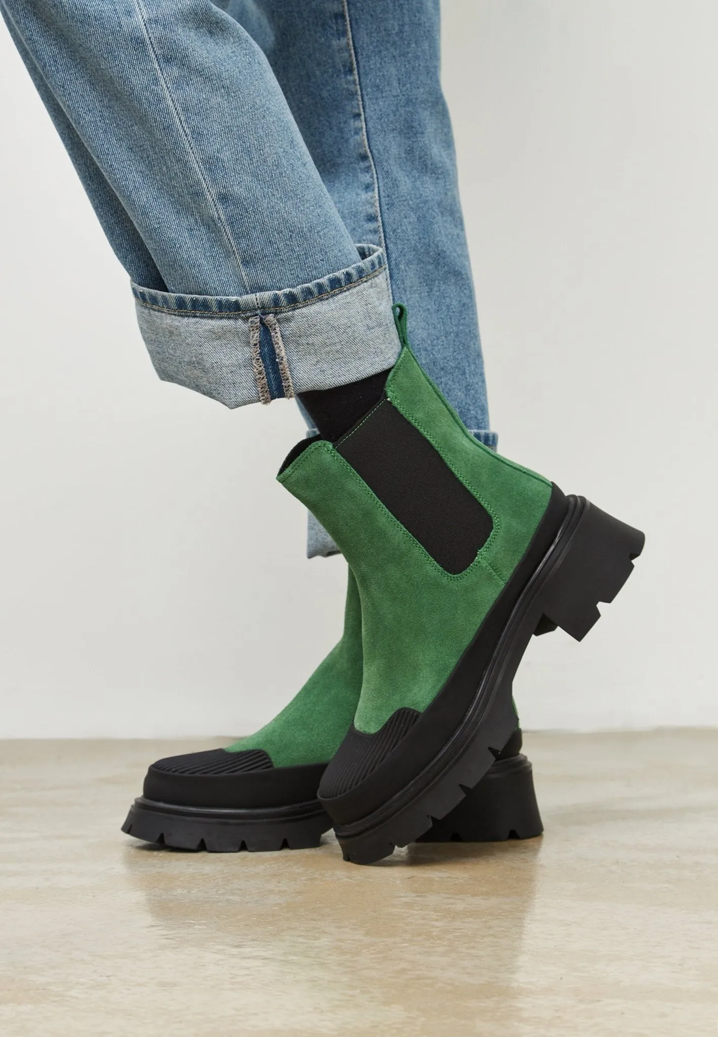 Urban Platform Ankle Boots - Green