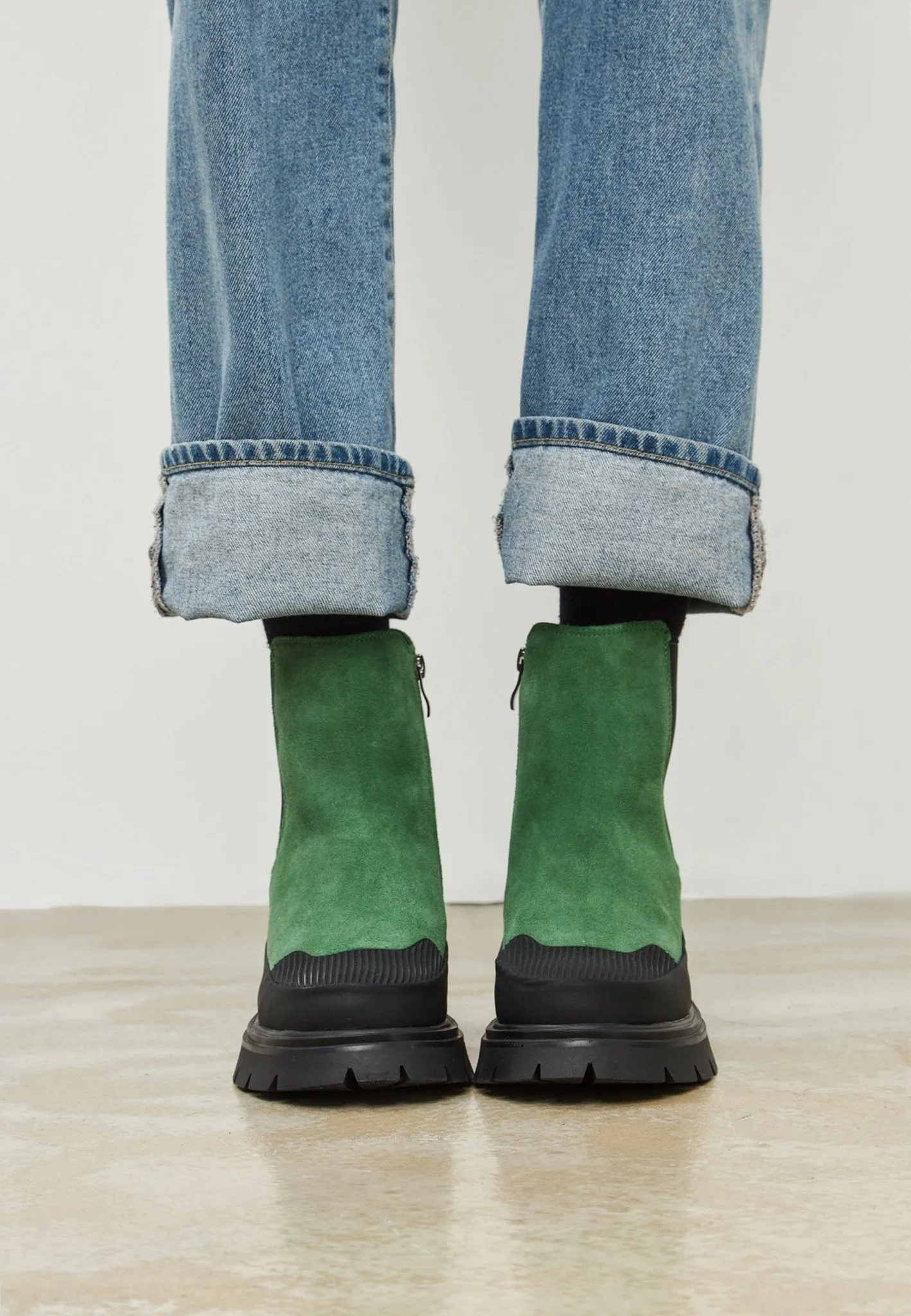 Urban Platform Ankle Boots - Green