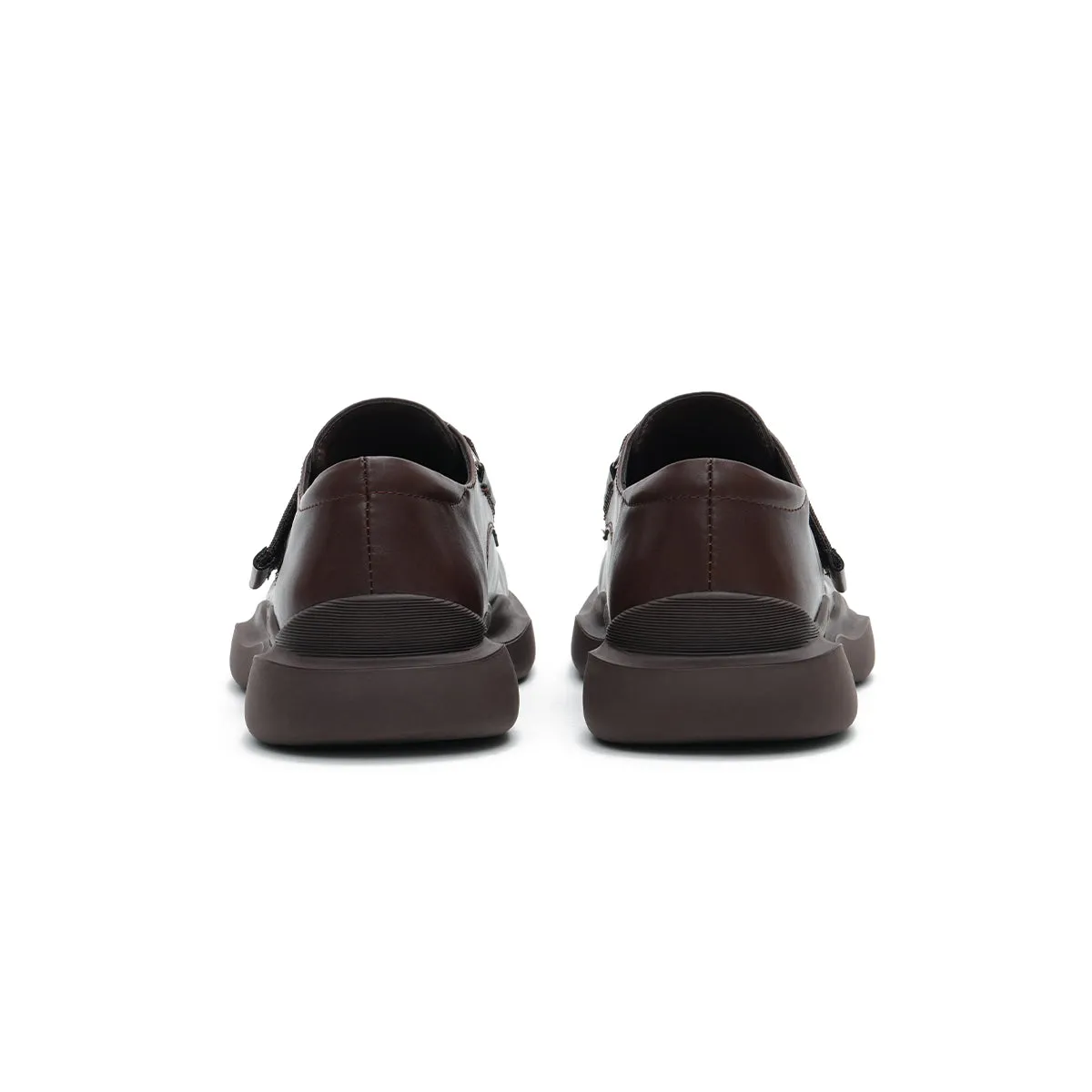 Versatile Round-Toe Velcro-Strap Platform Loafers