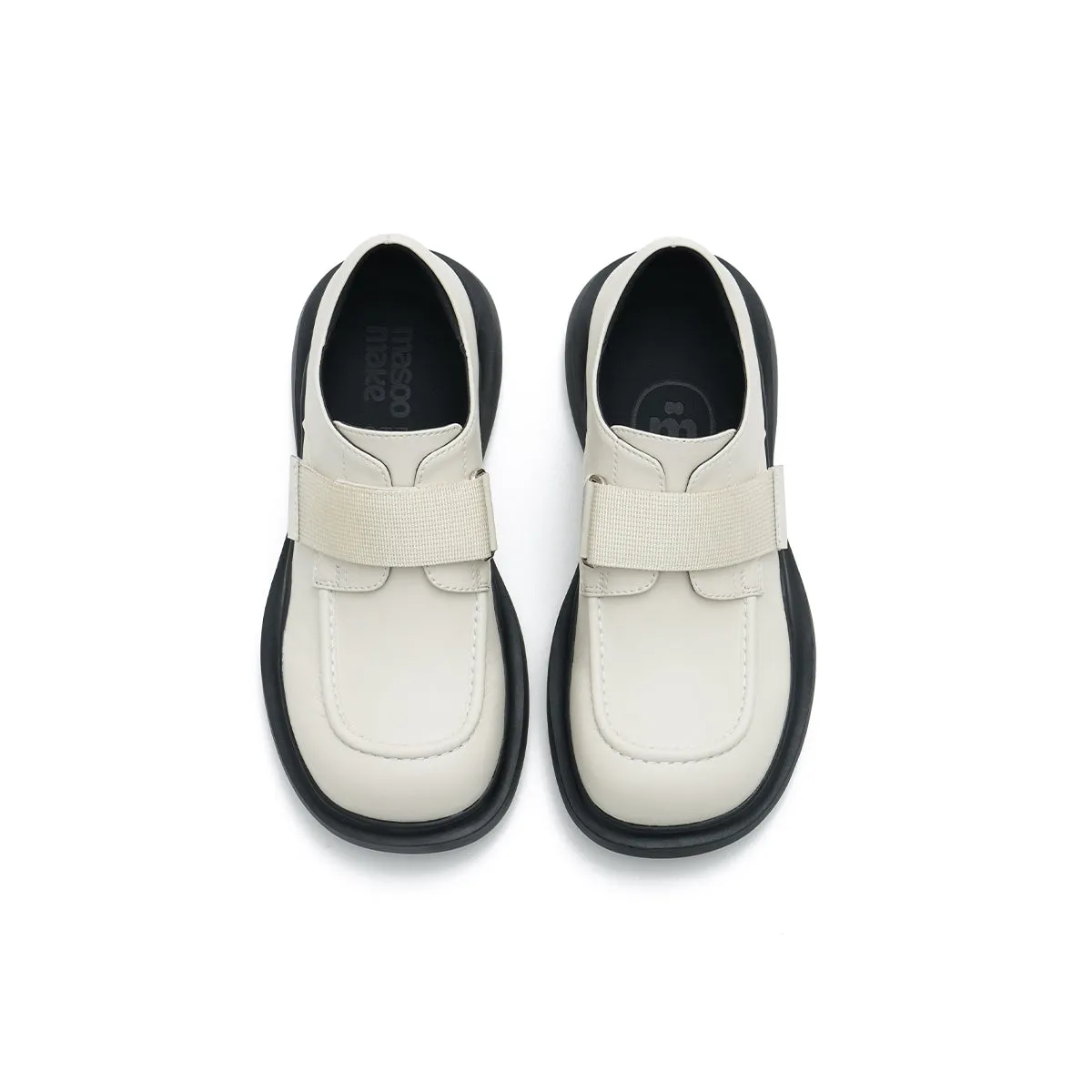 Versatile Round-Toe Velcro-Strap Platform Loafers