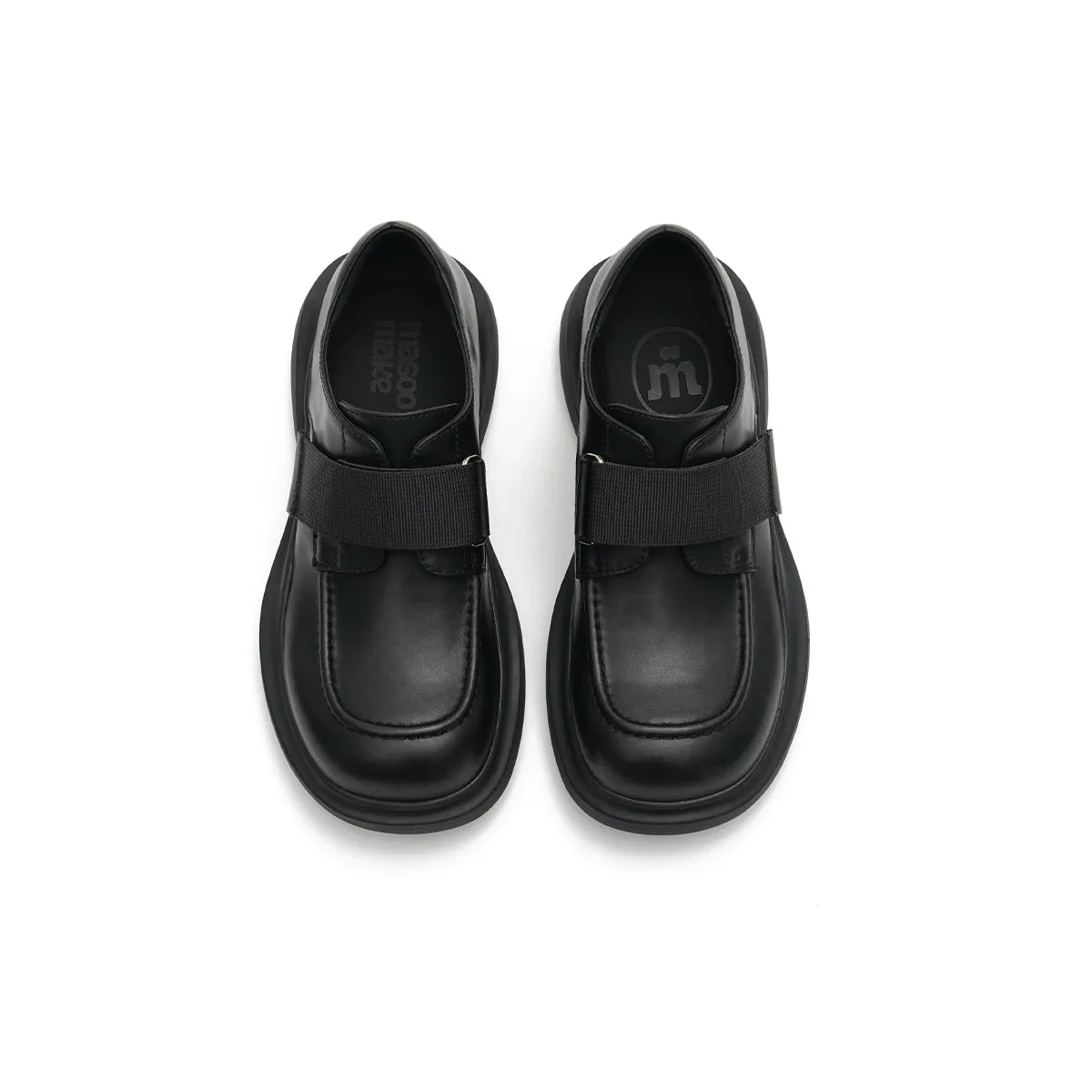 Versatile Round-Toe Velcro-Strap Platform Loafers