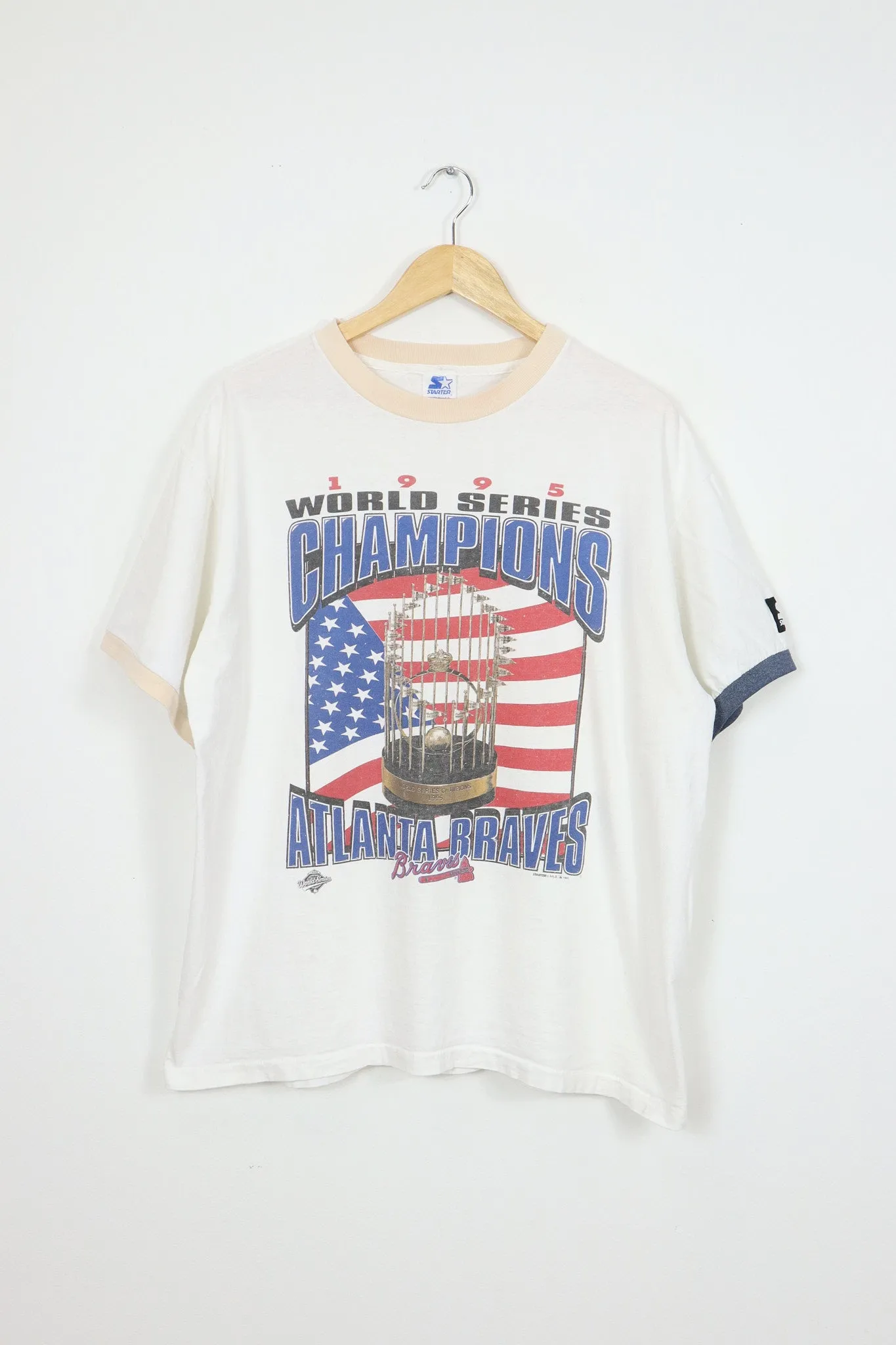 Vintage 1995 Atlanta Braves World Series Champions Ringer Tee