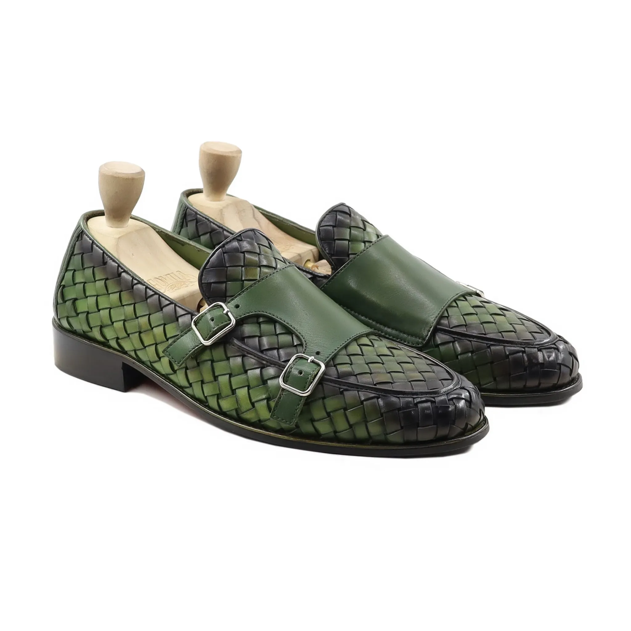 Vorkuta - Men's Burnished Green Hand Woven Calf Leather Loafer