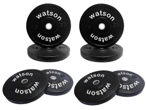 WATSON Weight plates, Bumper Plates, Rubber & Metal Bush, Gym Plates, Weight Lifting Plates (Black- 50Kg Set(2.5Kgx4, 5Kgx4, 10Kgx2))