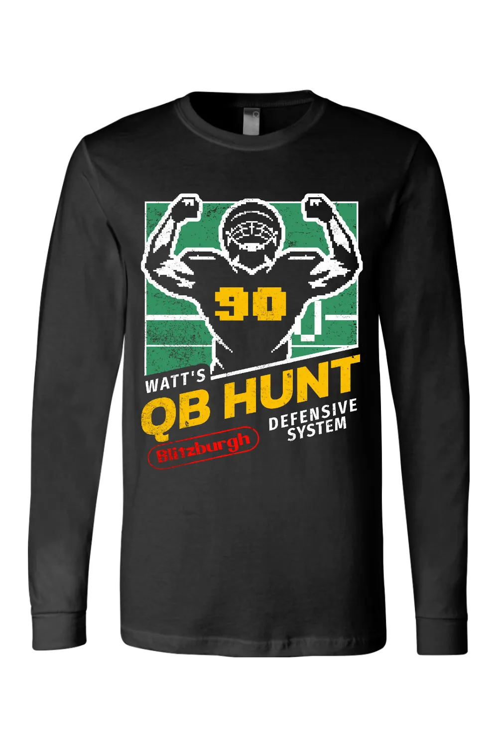 Watt's QB Hunt Retro Game Art - Long Sleeve Tee