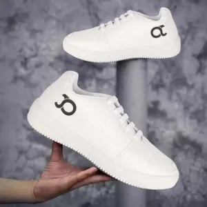 White Lace-up Sneakers for Men Sneakers For Men  with memory foam inside