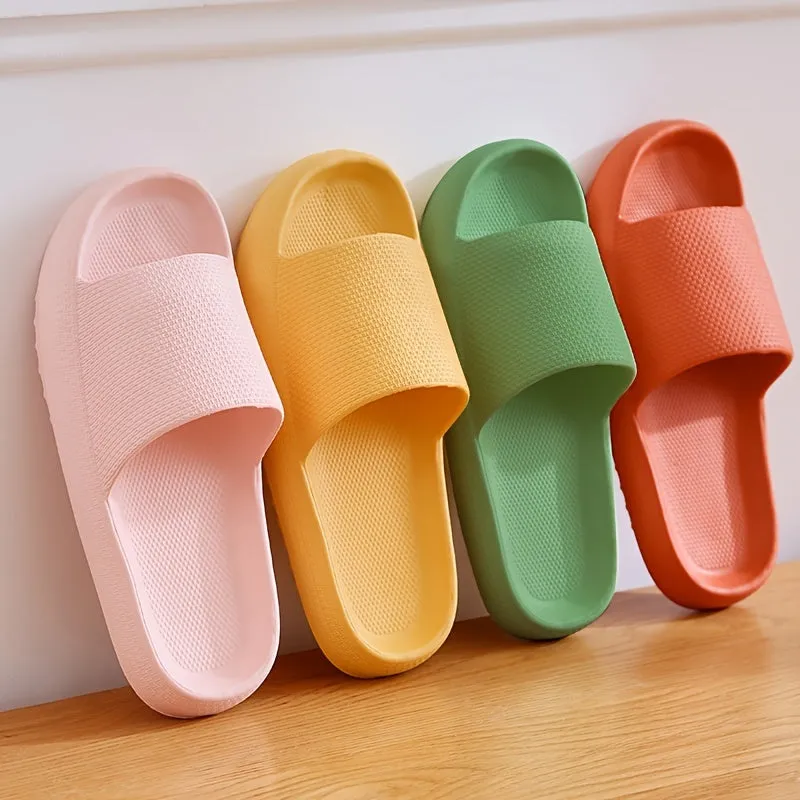 Women's Solid EVA Material Open Toe Studded Anti-slip House Ultra Soft Bath Slippers