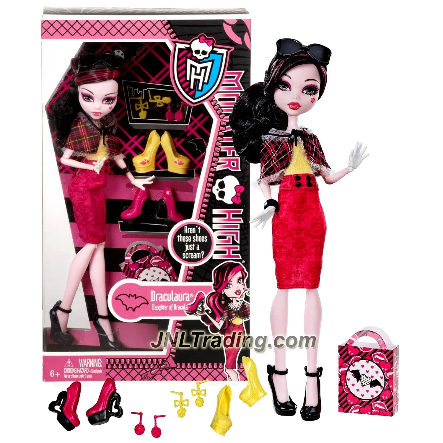 Year 2013 Monster High Aren't These Shoes Just a Scream? Series 11 Inch Doll - DRACULAURA with 3 Pair of Shoes, Earrings, Bag and Doll Stand