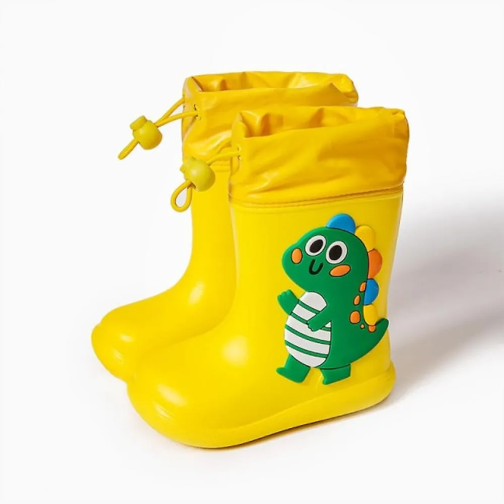 Yellow Dinosaur 160Cartoon Unicorn Dinosaur Children Rain Boots Lace Up Eva Soft Boys Girls Rain Shoes Light Waterproof Non Slip Kids Rainboots