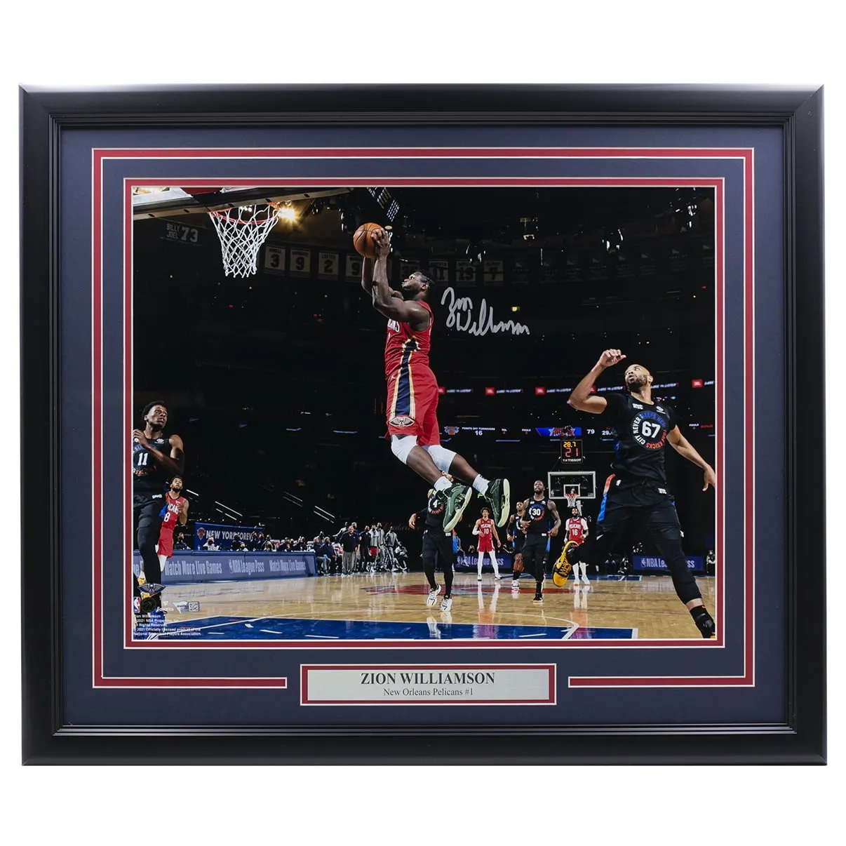 Zion Williamson Signed Framed 16x20 Pelicans Basketball Dunk Photo Fanatics